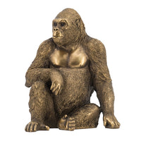 Tessy Seated Gorilla Figurine, Lifelike Bronze Polyresin Details, 8 Inch - BM350903