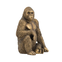 Tessy Seated Gorilla Figurine, Lifelike Bronze Polyresin Details, 8 Inch - BM350903