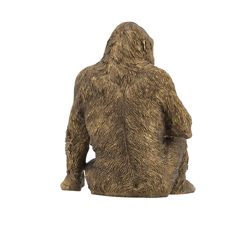 Tessy Seated Gorilla Figurine, Lifelike Bronze Polyresin Details, 8 Inch - BM350903