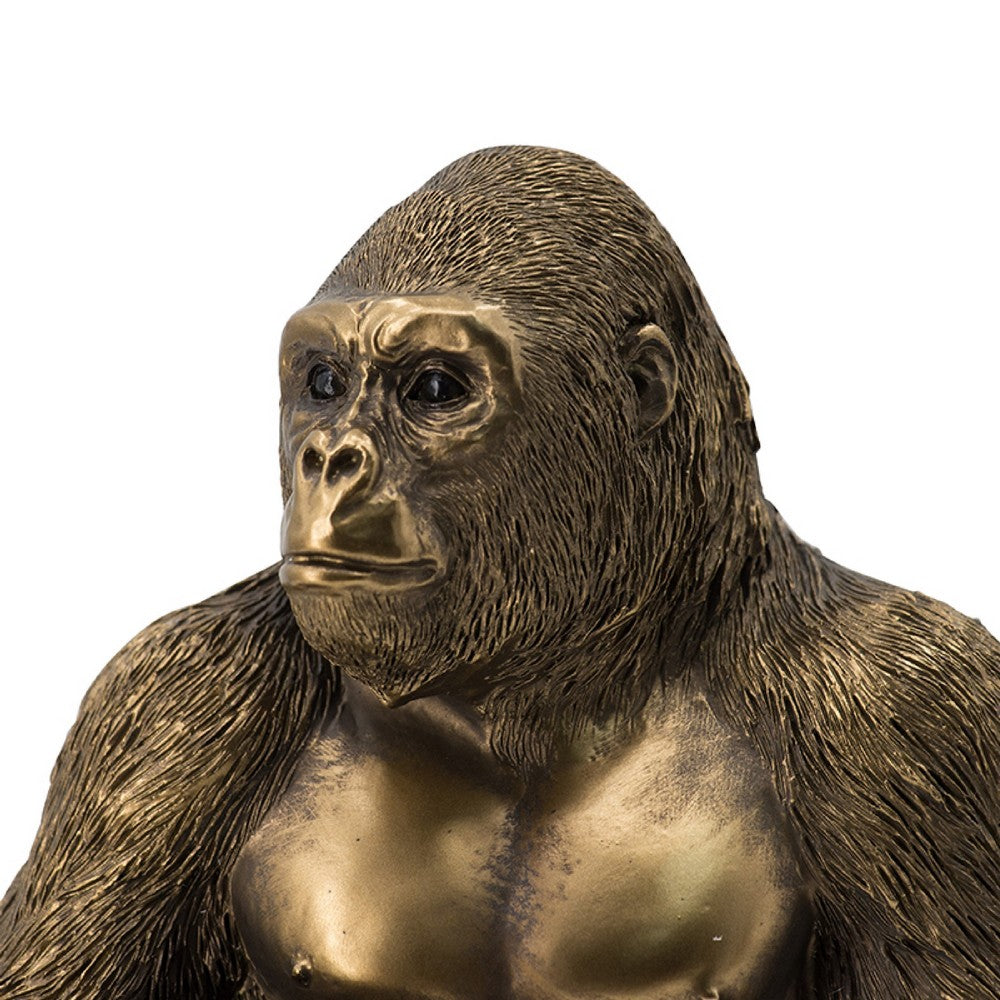 Tessy Seated Gorilla Figurine, Lifelike Bronze Polyresin Details, 8 Inch - BM350903