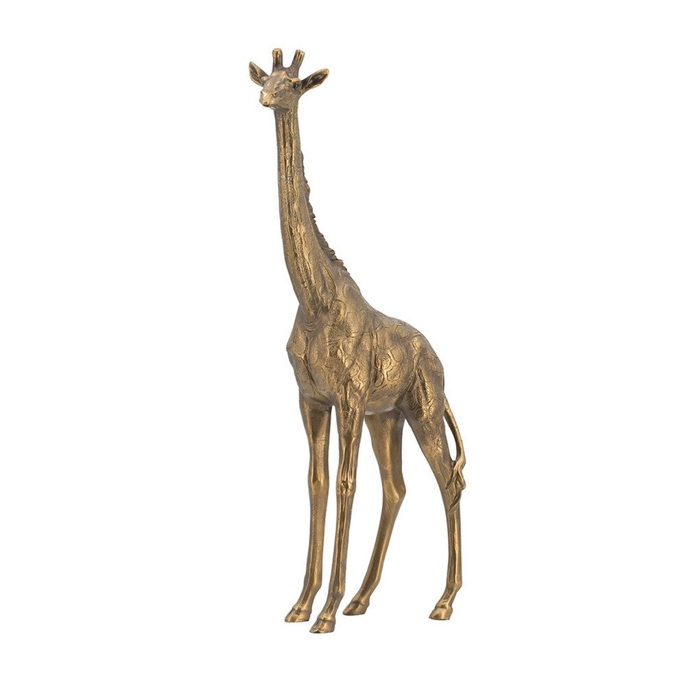 Norie Giraffe Figurine, Textured Sculpture Detail Polyresin Copper 16 Inch - BM350904