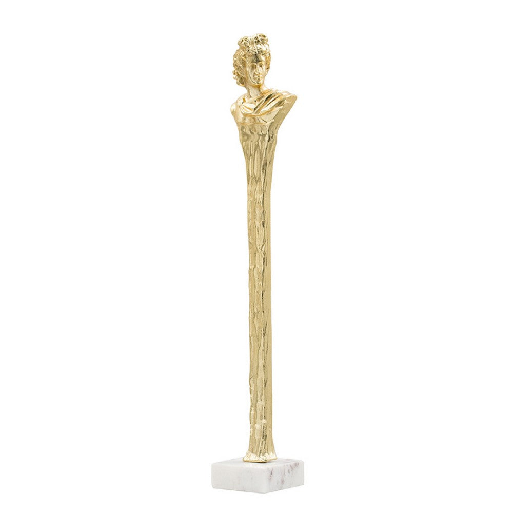 Valeri Small Decorative Human Figurine, Marble Base, Gold Aluminum 28 Inch - BM350905