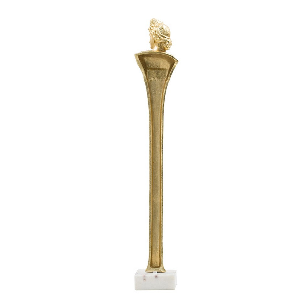 Valeri Small Decorative Human Figurine, Marble Base, Gold Aluminum 28 Inch - BM350905