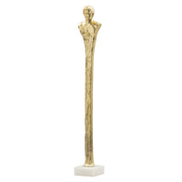 Valeri Large Decorative Human Figurine, Marble Base, Gold Aluminum 32 Inch - BM350906