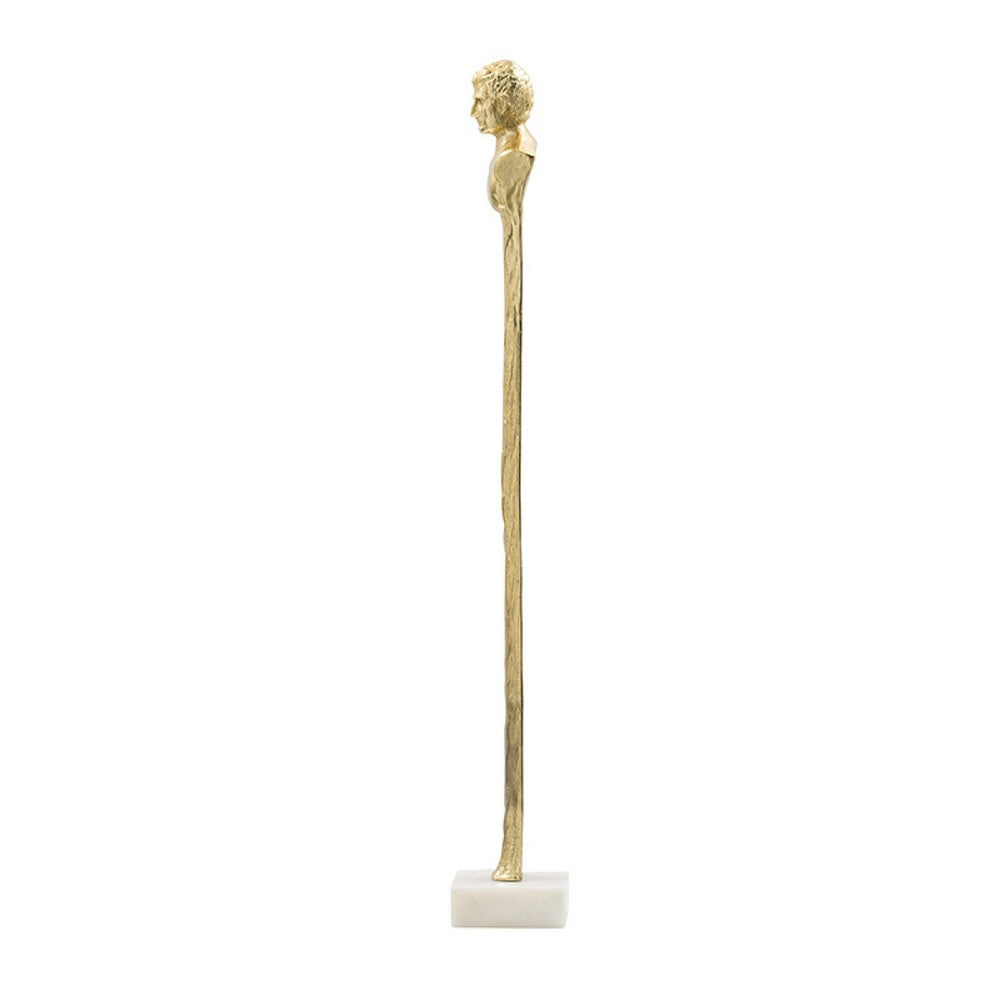 Valeri Large Decorative Human Figurine, Marble Base, Gold Aluminum 32 Inch - BM350906