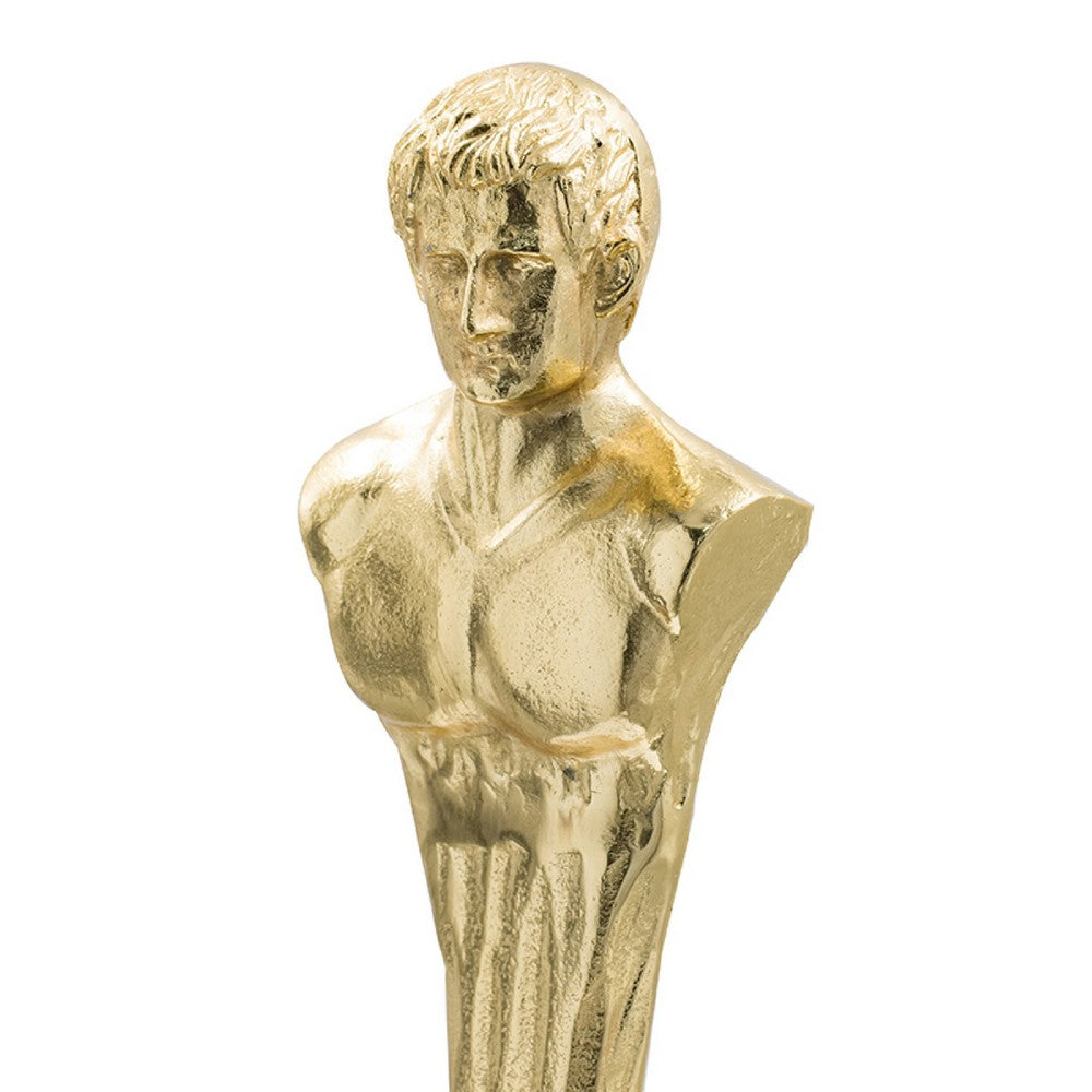 Valeri Large Decorative Human Figurine, Marble Base, Gold Aluminum 32 Inch - BM350906