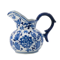 Esme Decorative Milk Jar Accent, Floral Motif Blue White Porcelain 8 Inch - BM350907
