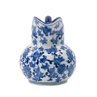 Esme Decorative Milk Jar Accent, Floral Motif Blue White Porcelain 8 Inch - BM350907