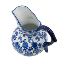 Esme Decorative Milk Jar Accent, Floral Motif Blue White Porcelain 8 Inch - BM350907