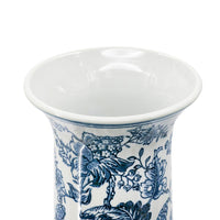 Macy Accent Flower Vase, Traditional Floral Blue White Porcelain 24 Inch - BM350910