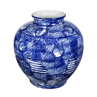 Caleb Decorative Vase, Speckled Glazed Finish, Blue-White Porcelain 9 Inch - BM350912