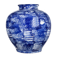 Caleb Decorative Vase, Speckled Glazed Finish, Blue-White Porcelain 9 Inch - BM350912