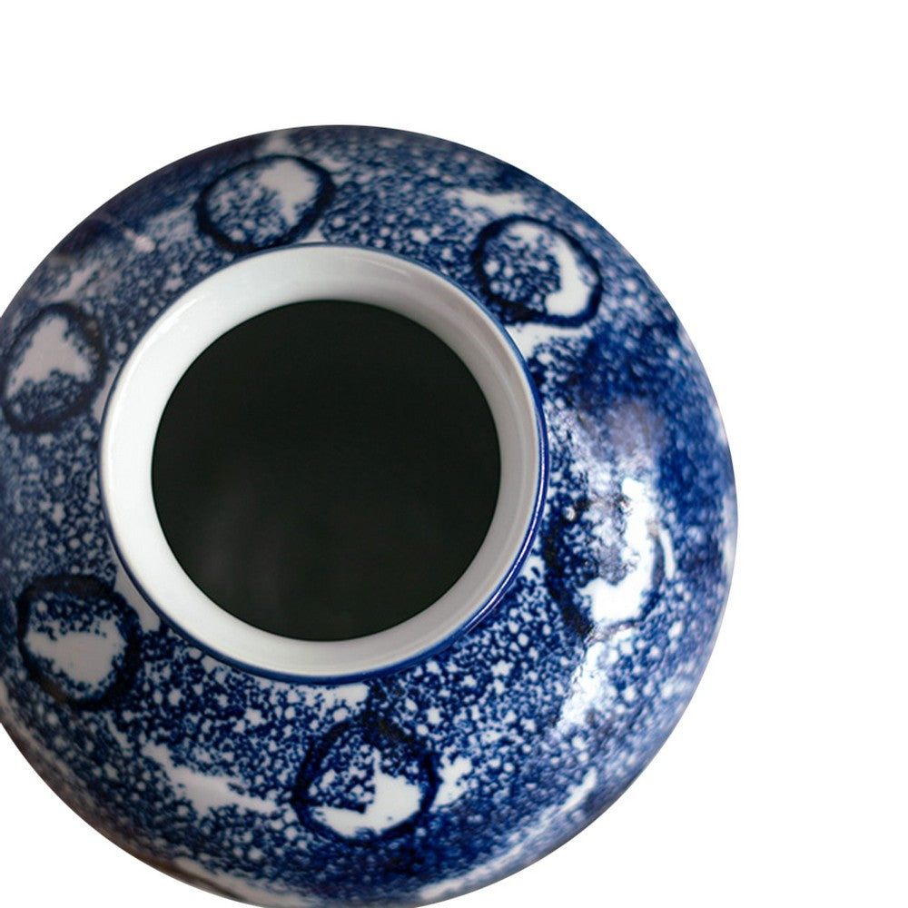 Caleb Decorative Vase, Speckled Glazed Finish, Blue-White Porcelain 9 Inch - BM350912