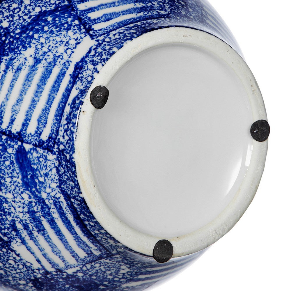 Caleb Decorative Vase, Speckled Glazed Finish, Blue-White Porcelain 9 Inch - BM350912