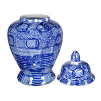 Jonah Ginger Jar, Speckled-Circular Patterns, Blue-White Porcelain 17 Inch - BM350913