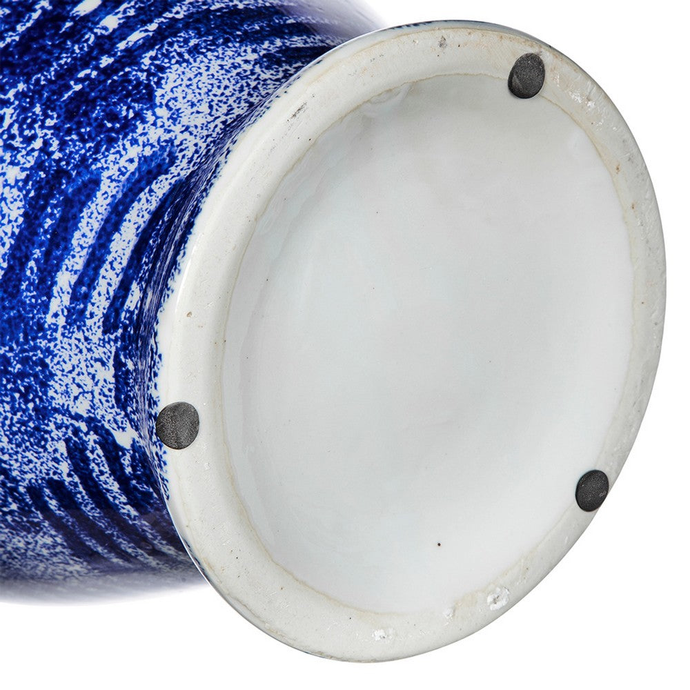 Jonah Ginger Jar, Speckled-Circular Patterns, Blue-White Porcelain 17 Inch - BM350913
