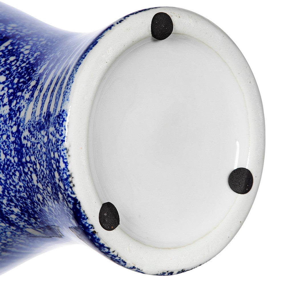 Caleb Accent Vase, Speckled Glazed Finish, Blue-White Porcelain 13 Inch - BM350914