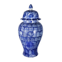 Jonah Ginger Jar, Speckled-Circular Patterns, Blue-White Porcelain 20 Inch - BM350915