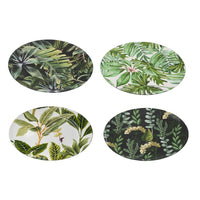 Linda Charger Plates Set of 4, Foliage Motifs, Green-Black 13 Inch - BM350920