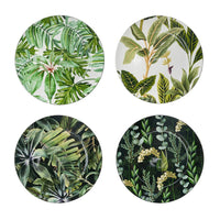 Linda Charger Plates Set of 4, Foliage Motifs, Green-Black 13 Inch - BM350920