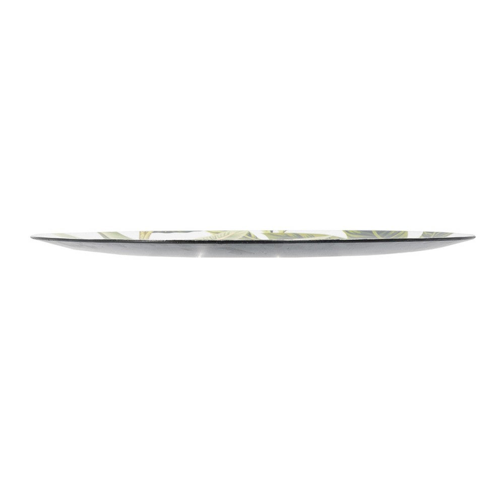 Linda Charger Plates Set of 4, Foliage Motifs, Green-Black 13 Inch - BM350920