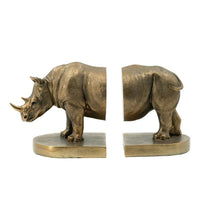 Sofia Decorative Rhino Bookend 2 Piece, Lifelike Bronze Polyresin 11 Inch - BM350922
