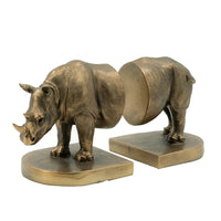 Sofia Decorative Rhino Bookend 2 Piece, Lifelike Bronze Polyresin 11 Inch - BM350922