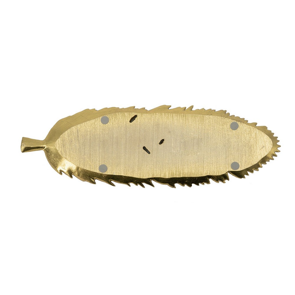 Riley Decorative Plate, Sculpted Leaf Veins Gold Stone Powder-Resin 19 Inch - BM350924