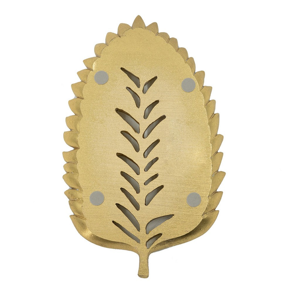 Riley Decorative Leaf Plate, Raised Insect Gold Stone Powder-Resin 11 Inch - BM350925