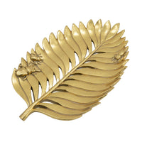 Riley Decorative Leaf Plate, Raised Insect Gold Stone Powder-Resin 11 Inch - BM350925