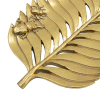 Riley Decorative Leaf Plate, Raised Insect Gold Stone Powder-Resin 11 Inch - BM350925