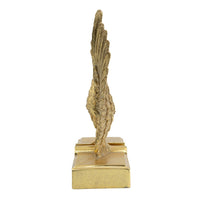 Paula 2pc Wing Bookends, Carved Feather Details, Gold Resin-Stone 9 Inch - BM350926