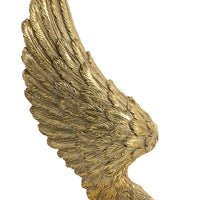 Paula 2pc Wing Bookends, Carved Feather Details, Gold Resin-Stone 9 Inch - BM350926