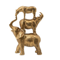 Talia Decorative Stacking Animals, Lifelike Detailed Gold Resin 14 Inch - BM350927