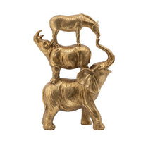 Talia Decorative Stacking Animals, Lifelike Detailed Gold Resin 14 Inch - BM350927