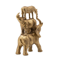 Talia Decorative Stacking Animals, Lifelike Detailed Gold Resin 14 Inch - BM350927