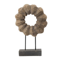 Heide Round Ring Decorative Accent, Brown Paulownia Wood, Black Iron 27 Inch - BM350928