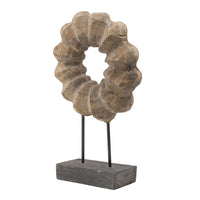 Heide Round Ring Decorative Accent, Brown Paulownia Wood, Black Iron 27 Inch - BM350928