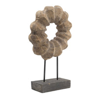 Heide Round Ring Decorative Accent, Brown Paulownia Wood, Black Iron 27 Inch - BM350928