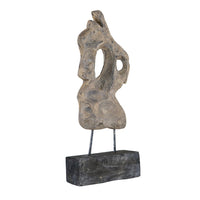 Poppy Abstract Table Accent, Carved Details, Brown Paulownia Wood 31 Inch - BM350930