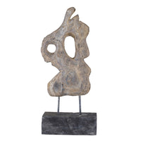 Poppy Abstract Table Accent, Carved Details, Brown Paulownia Wood 31 Inch - BM350930