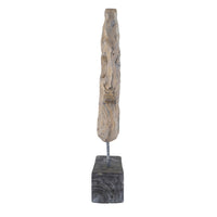 Poppy Abstract Table Accent, Carved Details, Brown Paulownia Wood 31 Inch - BM350930