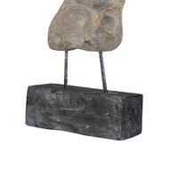 Poppy Abstract Table Accent, Carved Details, Brown Paulownia Wood 31 Inch - BM350930