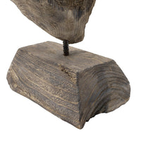 Naomi Sculptural Décor, Iron Rod, Carved Brown Paulownia Wood 26 Inch - BM350931
