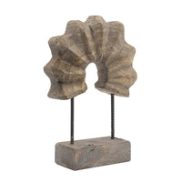 Paige Abstract Table Decor, Carved Details on Brown Paulownia Wood 20 Inch - BM350932