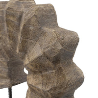 Paige Abstract Table Decor, Carved Details on Brown Paulownia Wood 20 Inch - BM350932