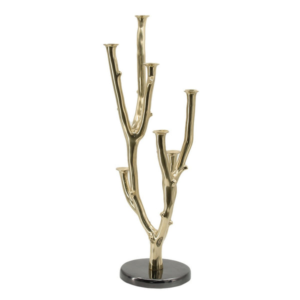 Lydia Multi-Taper Candle Holder, Branching-Stem Design, 38 Inch Gold Metal - BM350933