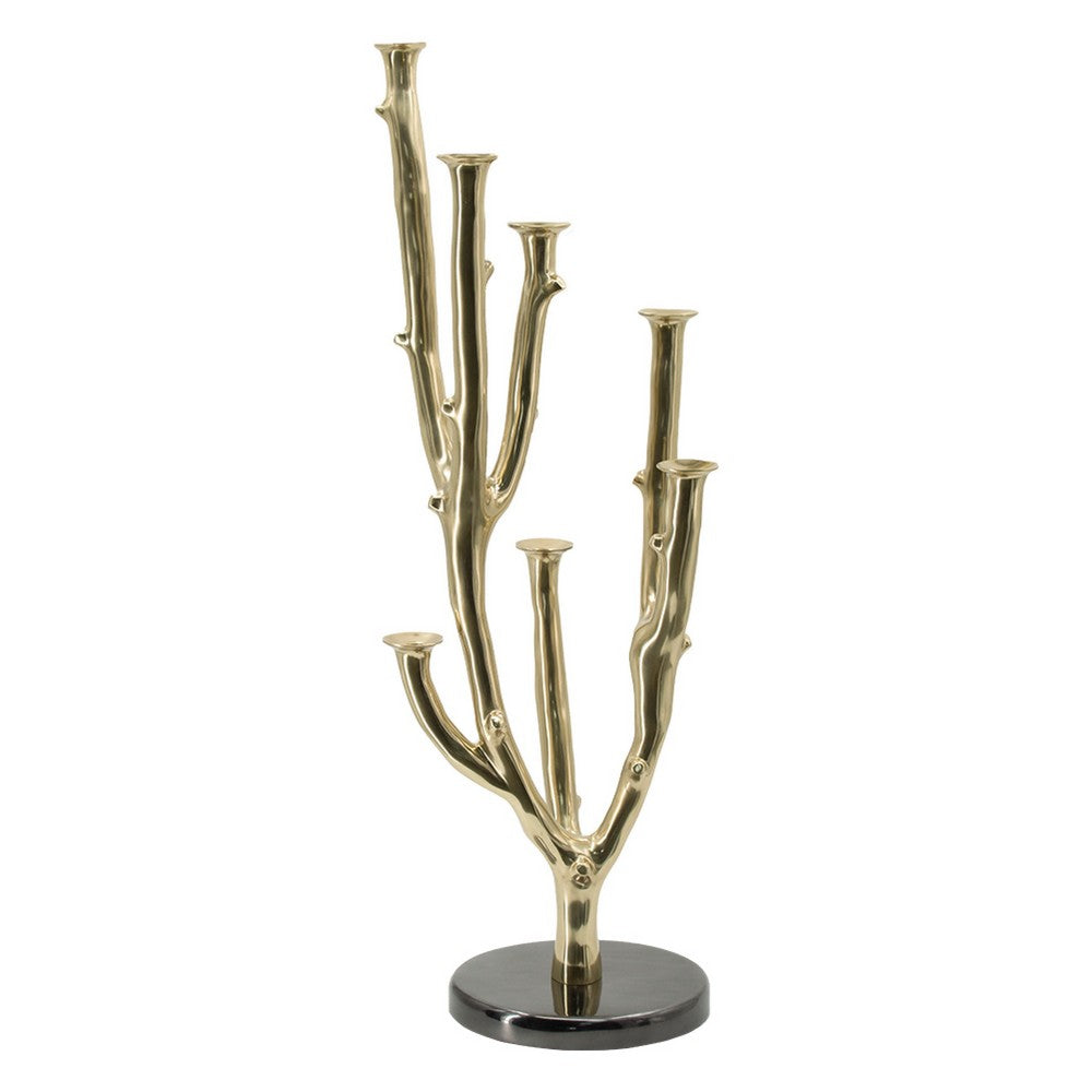 Lydia Multi-Taper Candle Holder, Branching-Stem Design, 38 Inch Gold Metal - BM350933