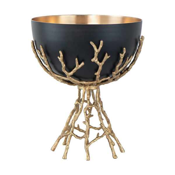 Elsie Decorative Bowl, Gold Twig Branch Base, Black Aluminum 13 Inch - BM350934