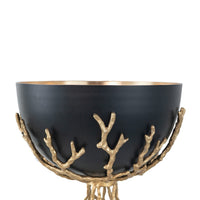 Elsie Decorative Bowl, Gold Twig Branch Base, Black Aluminum 13 Inch - BM350934